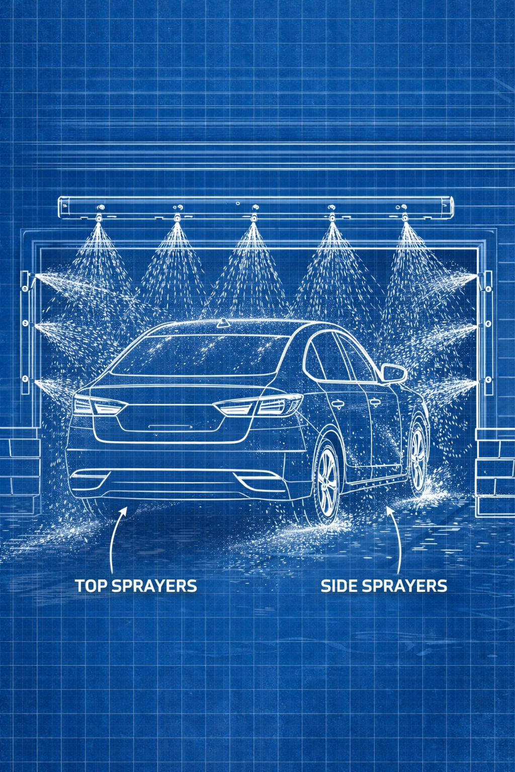 Side spray diagram for AquaVist garage setup